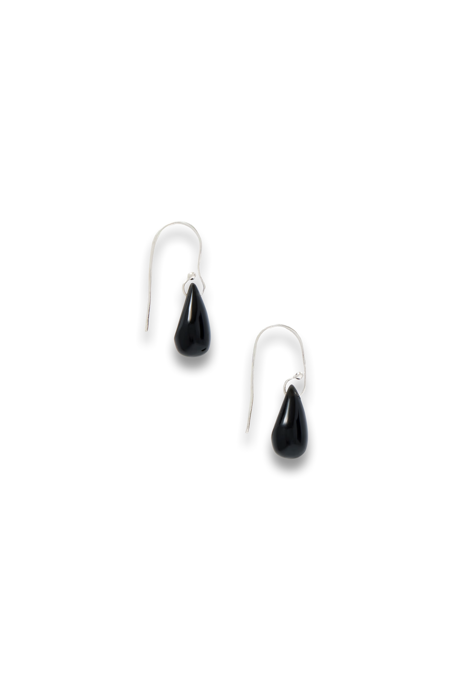 Droplet Silver Onyx Earrings