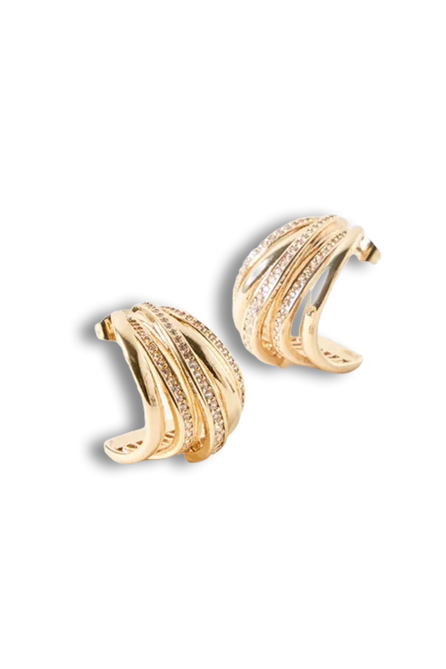 Paloma Clear Stone Inlay Gold Tone Hoop Earrings
