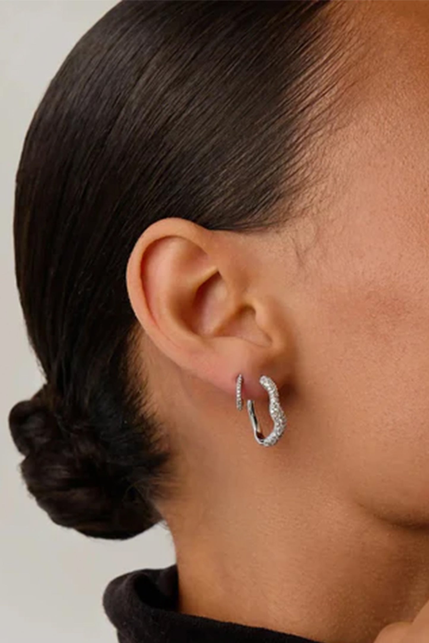 Molten Snow Small Hoop Earrings Silver