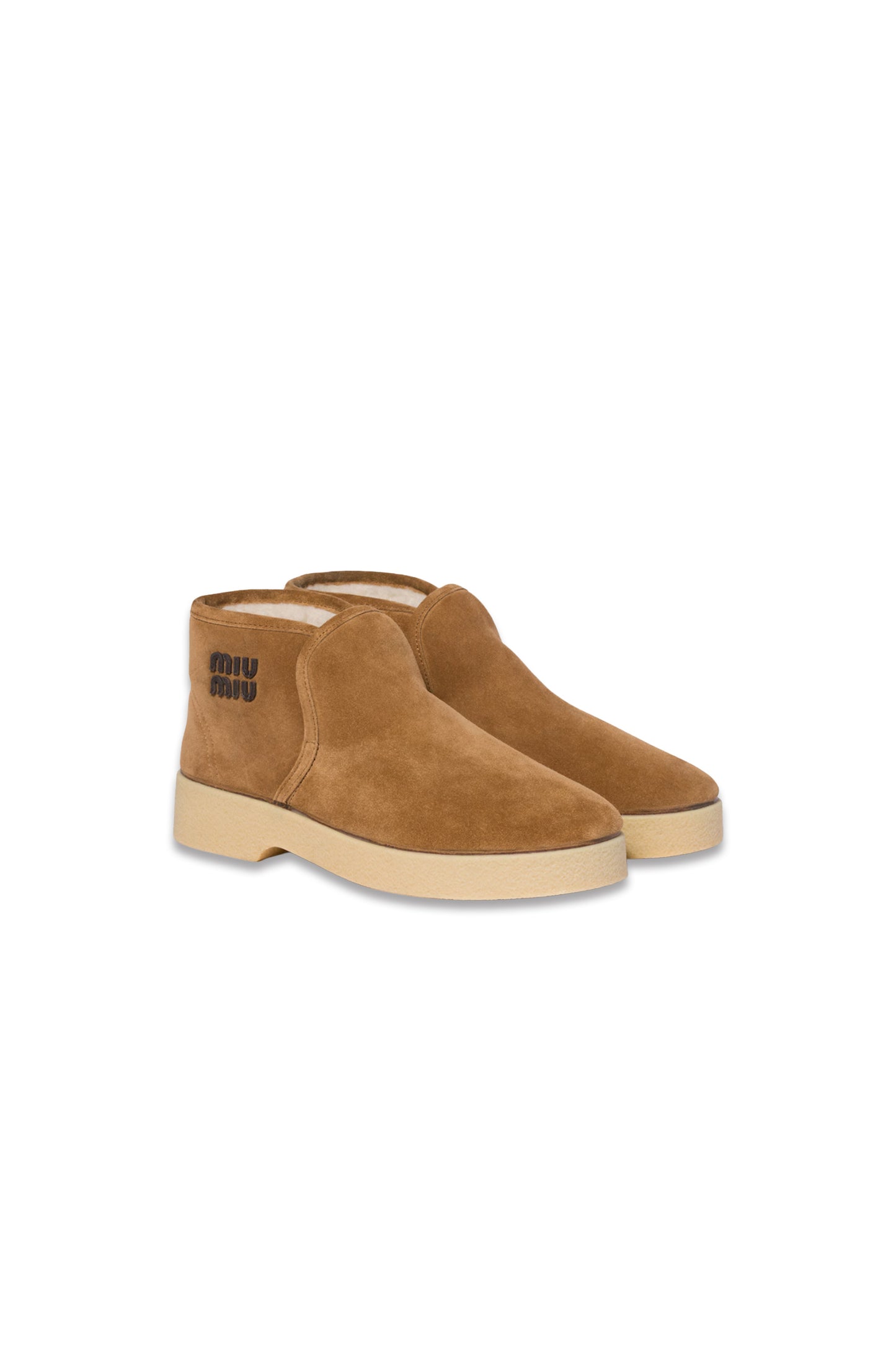 Suede and Shearling Slip-on Booties