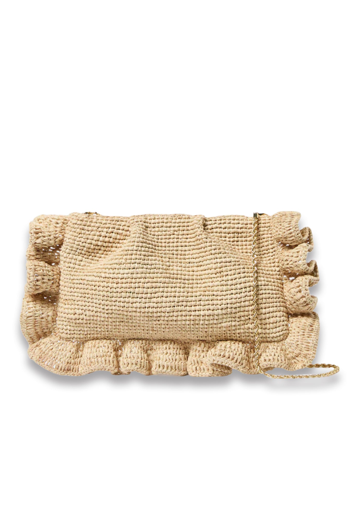 Mavis Natural Raffia Ruffle Clutch