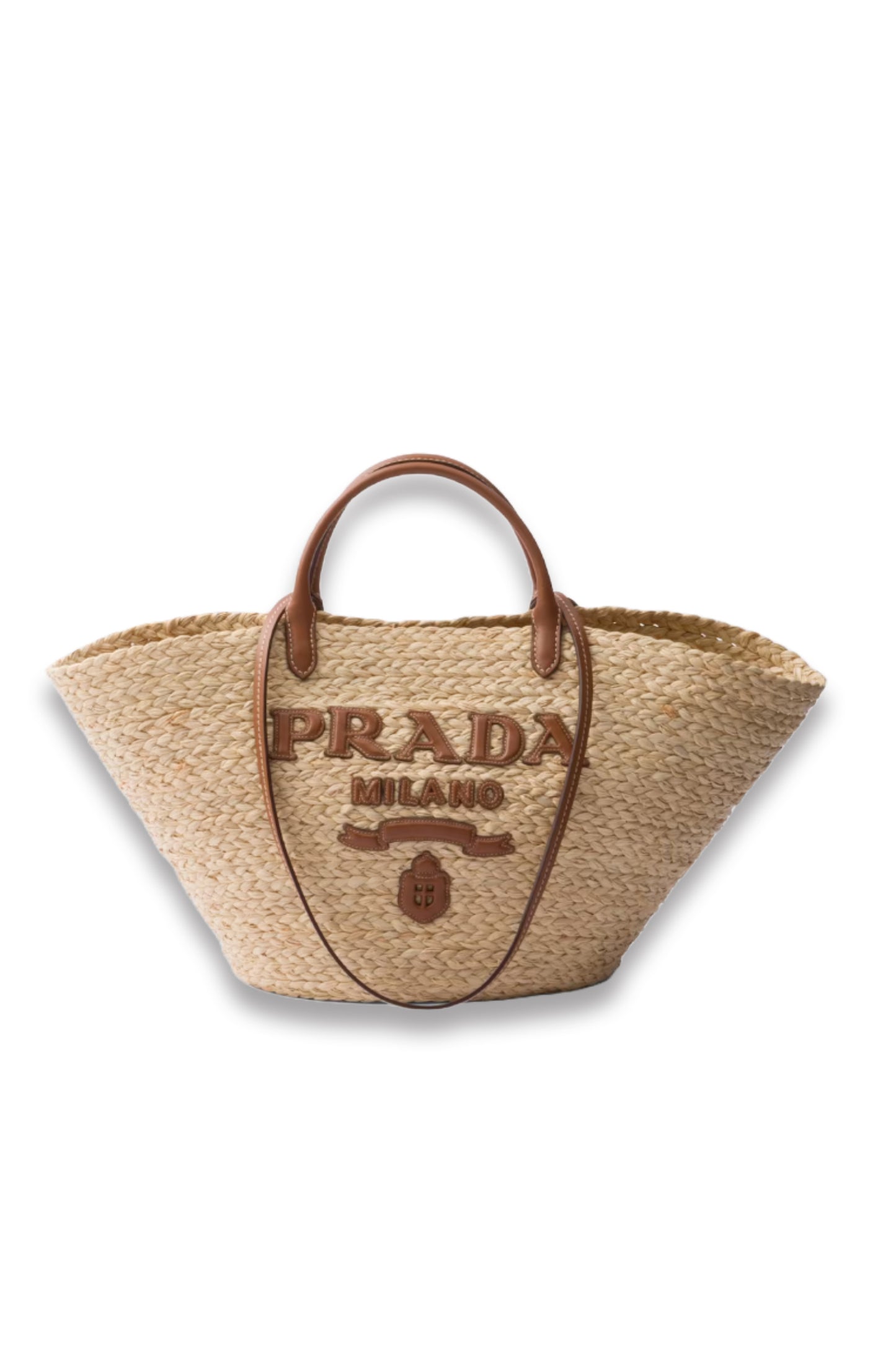 Large Raffia and Leather Shopping Bag