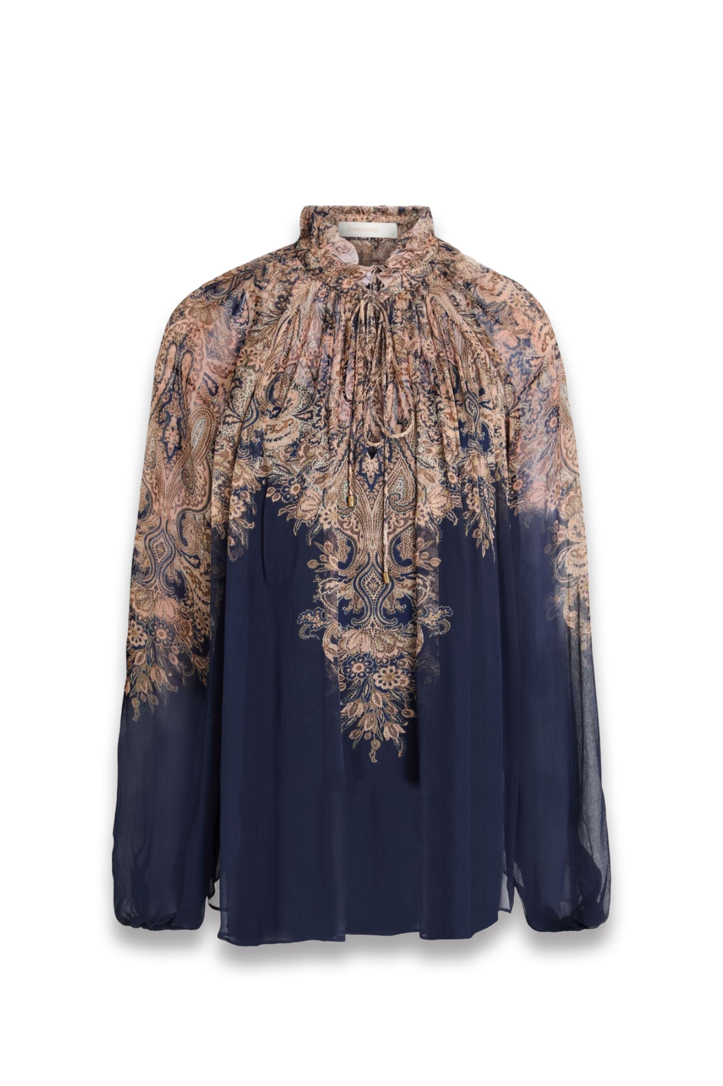 Ruffled Paisley-Print Crepon Blouse