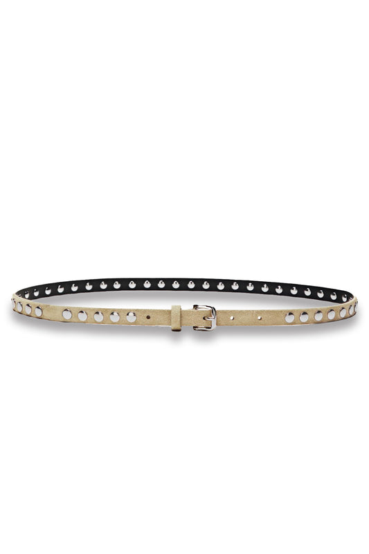 Thin Split Suede Belt With Studs