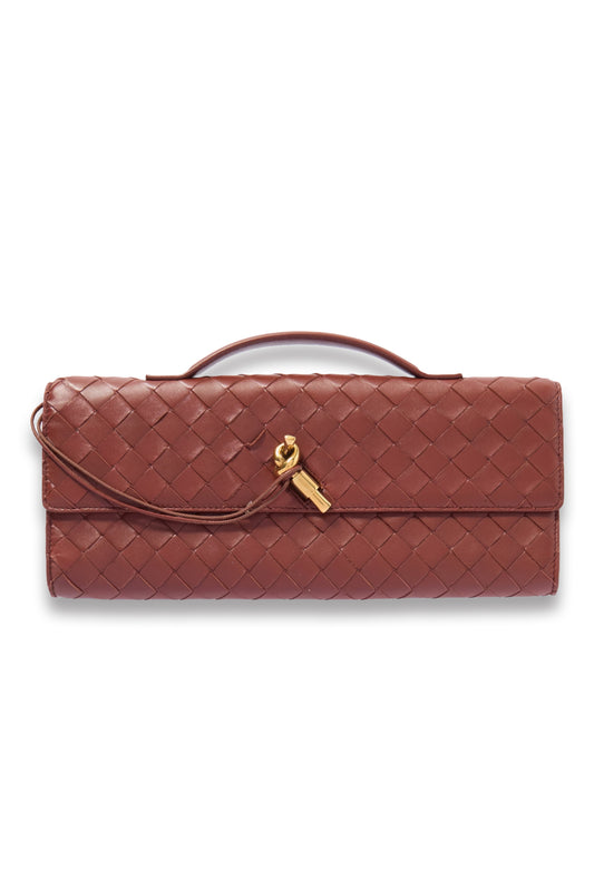 Long Andiamo Intrecciato Leather Clutch