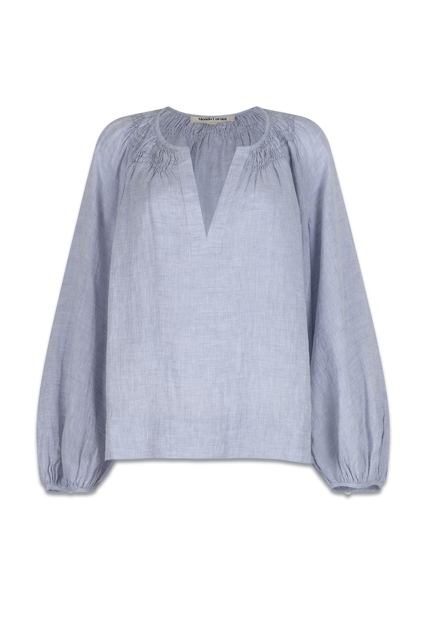 Elizabeth Blouse With Victorine Neckline In Blue
