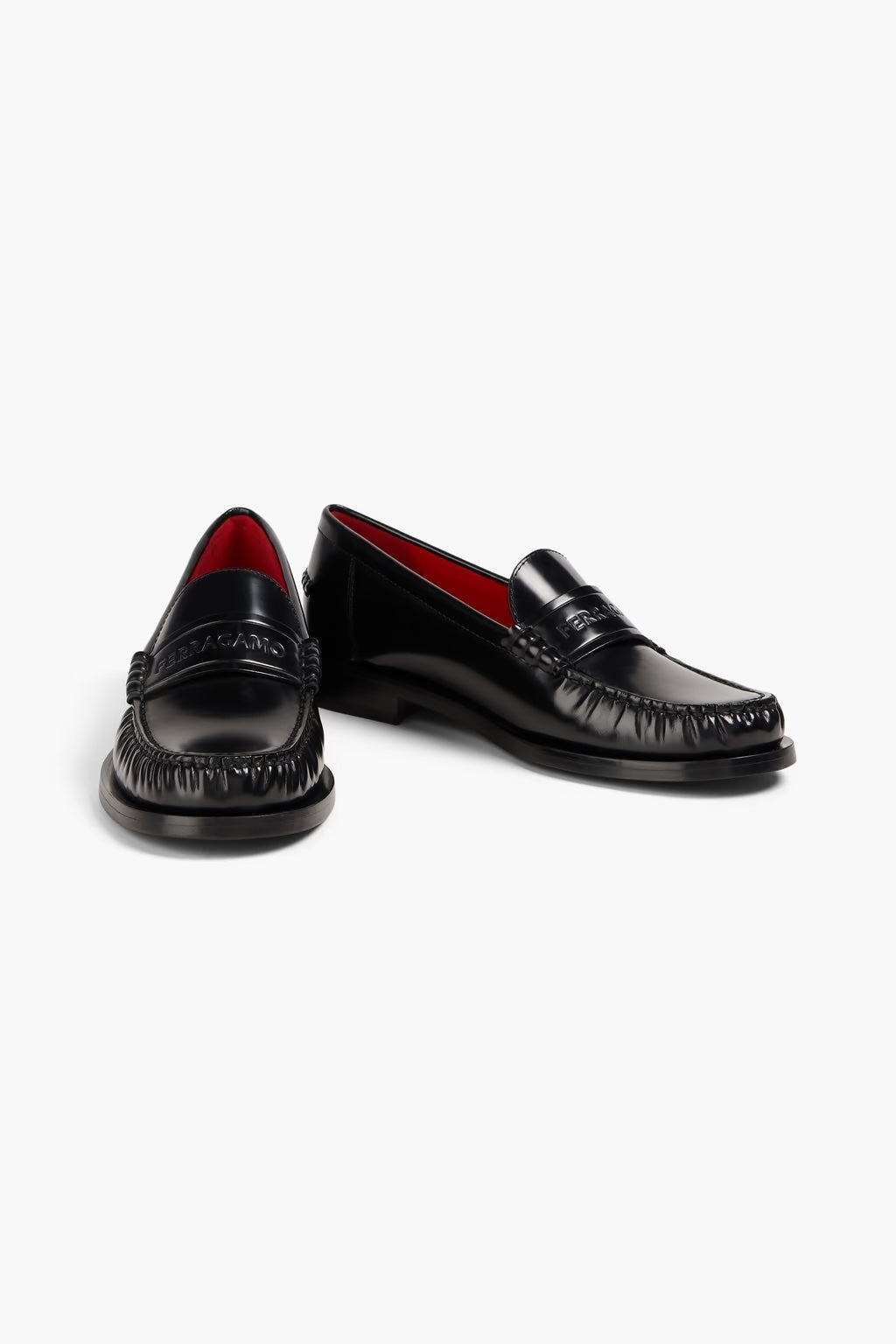 Embossed Glossed-leather Loafers