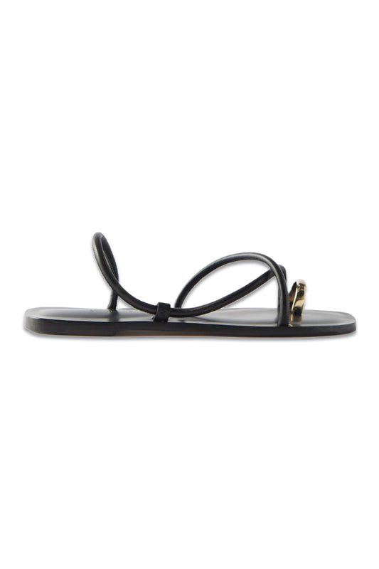 Laurie Metal Toe-Ring & Leather Sandals