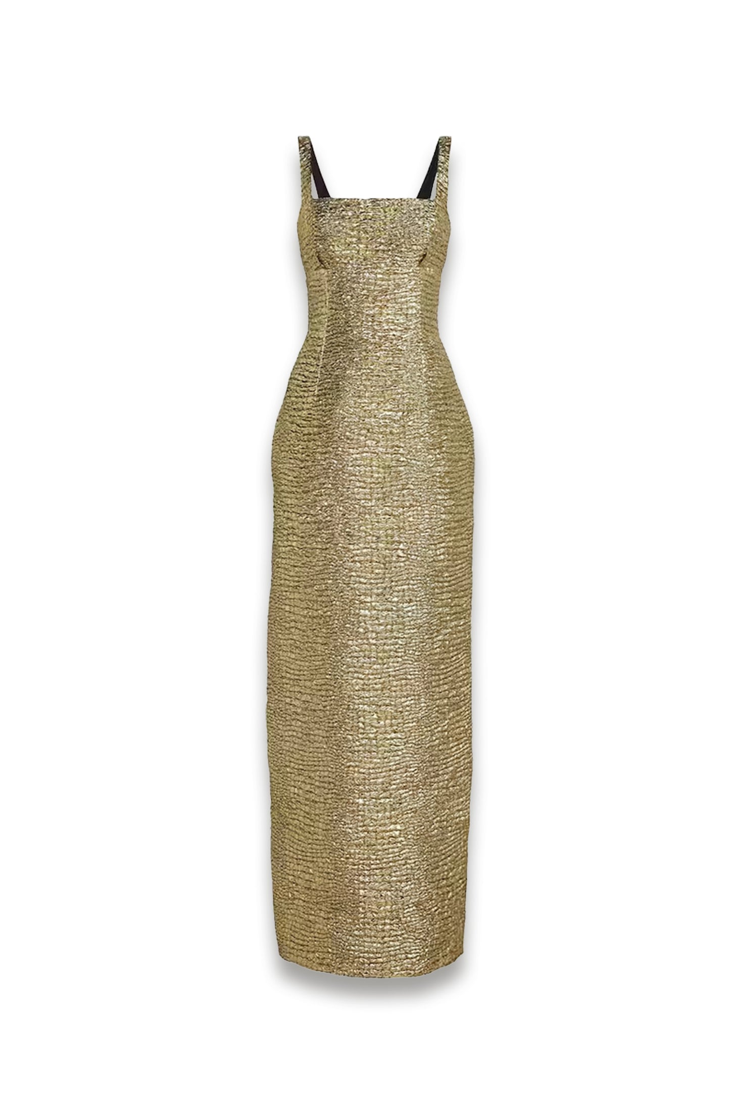Gold Metallic Seersucker Micheline Gown