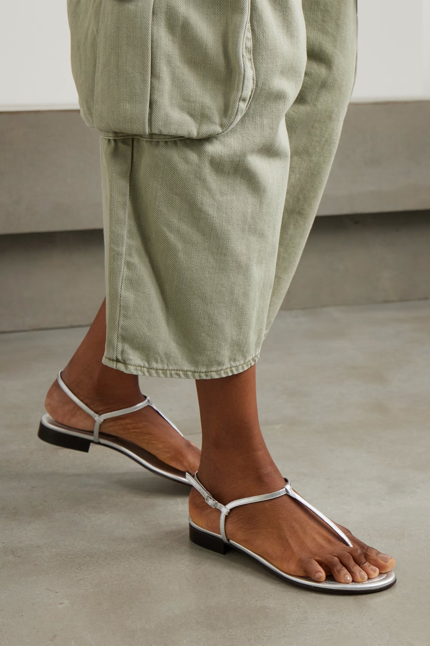Cecilia Metallic Leather Sandals Silver
