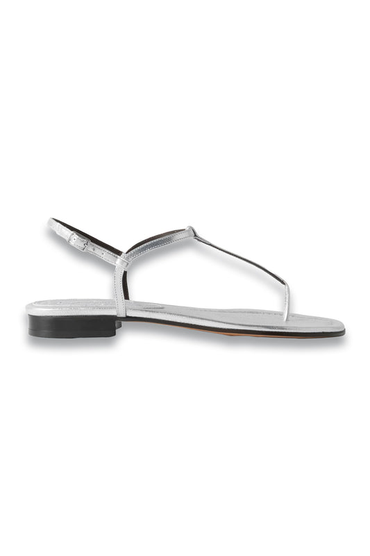 Cecilia Metallic Leather Sandals Silver