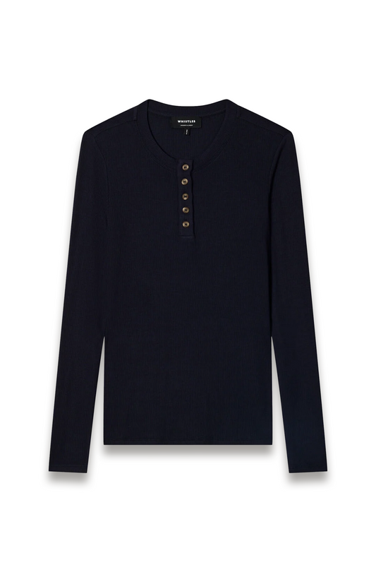 Navy Essential Rib Henley