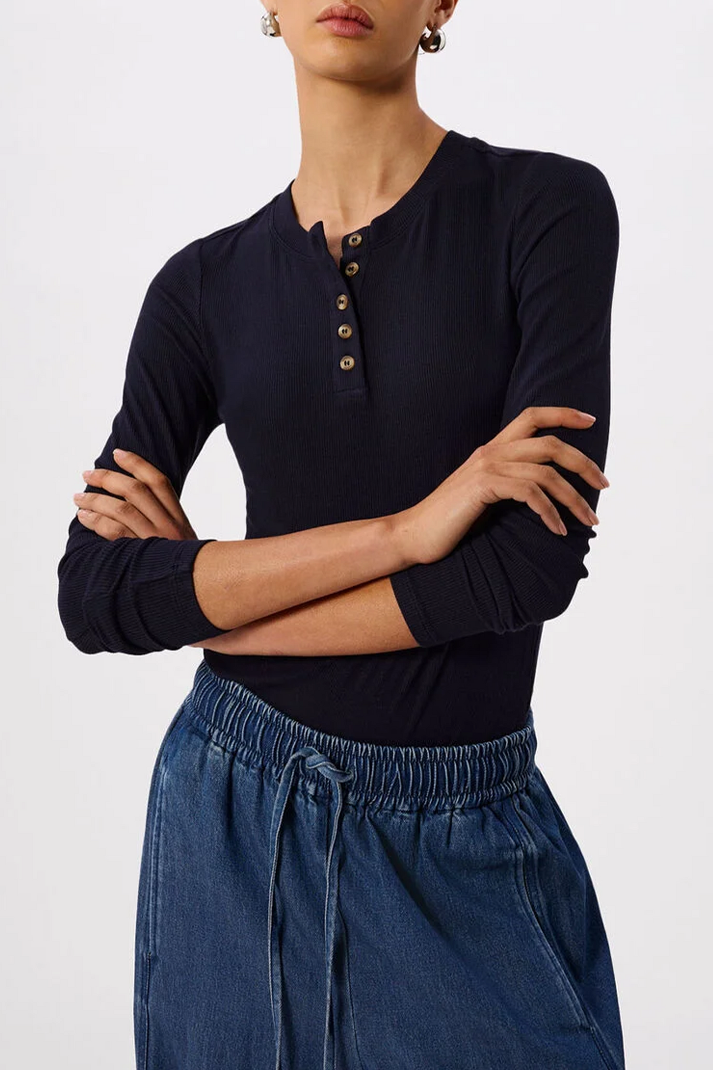 Navy Essential Rib Henley
