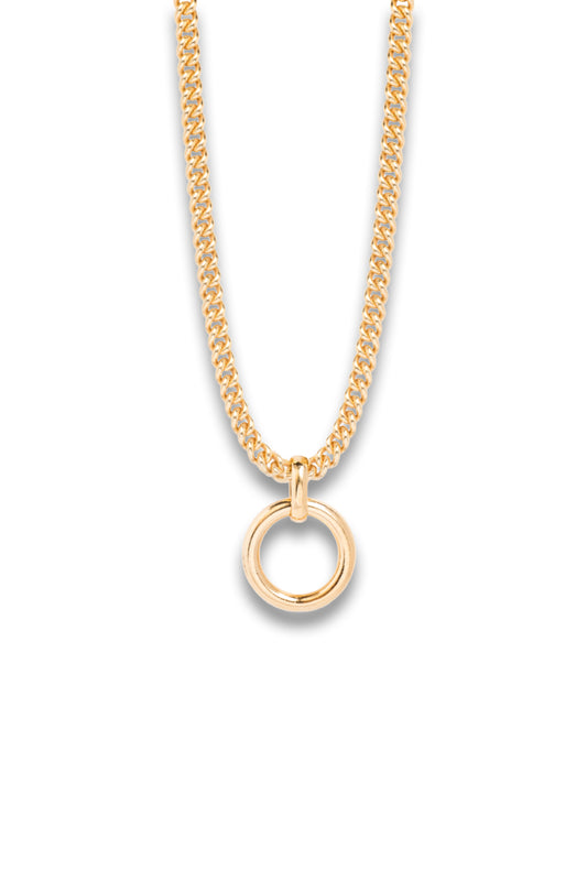Gold Eternity Ring On Gold Curb Link Necklace