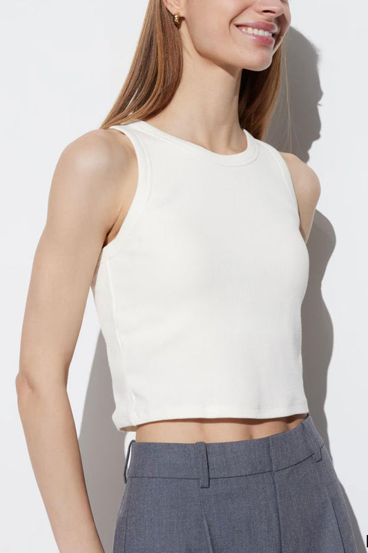 Ribbed Cropped Sleeveless Bra Top