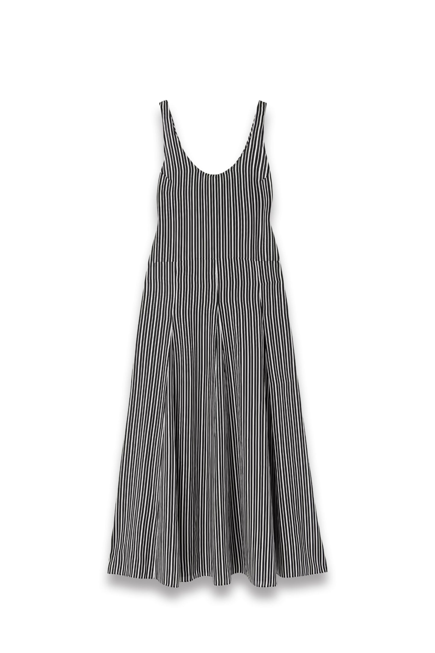 Pleated Striped Recycled-Crepe de Chine Midi Dress