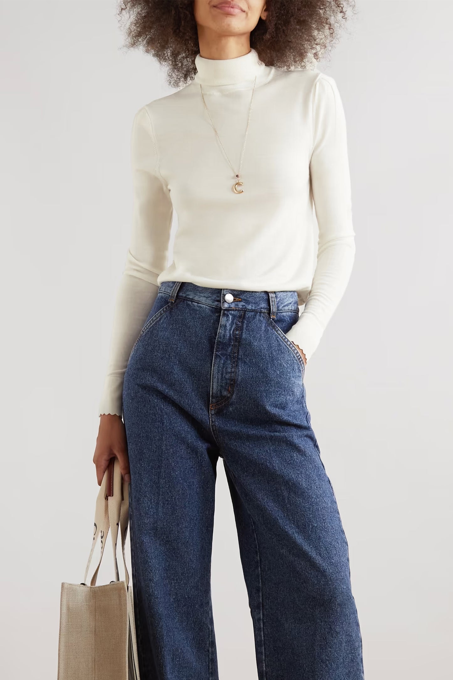 Wool White Turtleneck Sweater