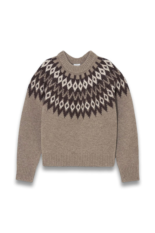 Fair Isle Wool Blend Knit Jumper, Natural/Multi