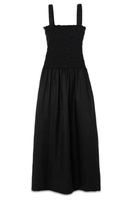 Messina Shirred Linen Midi Dress