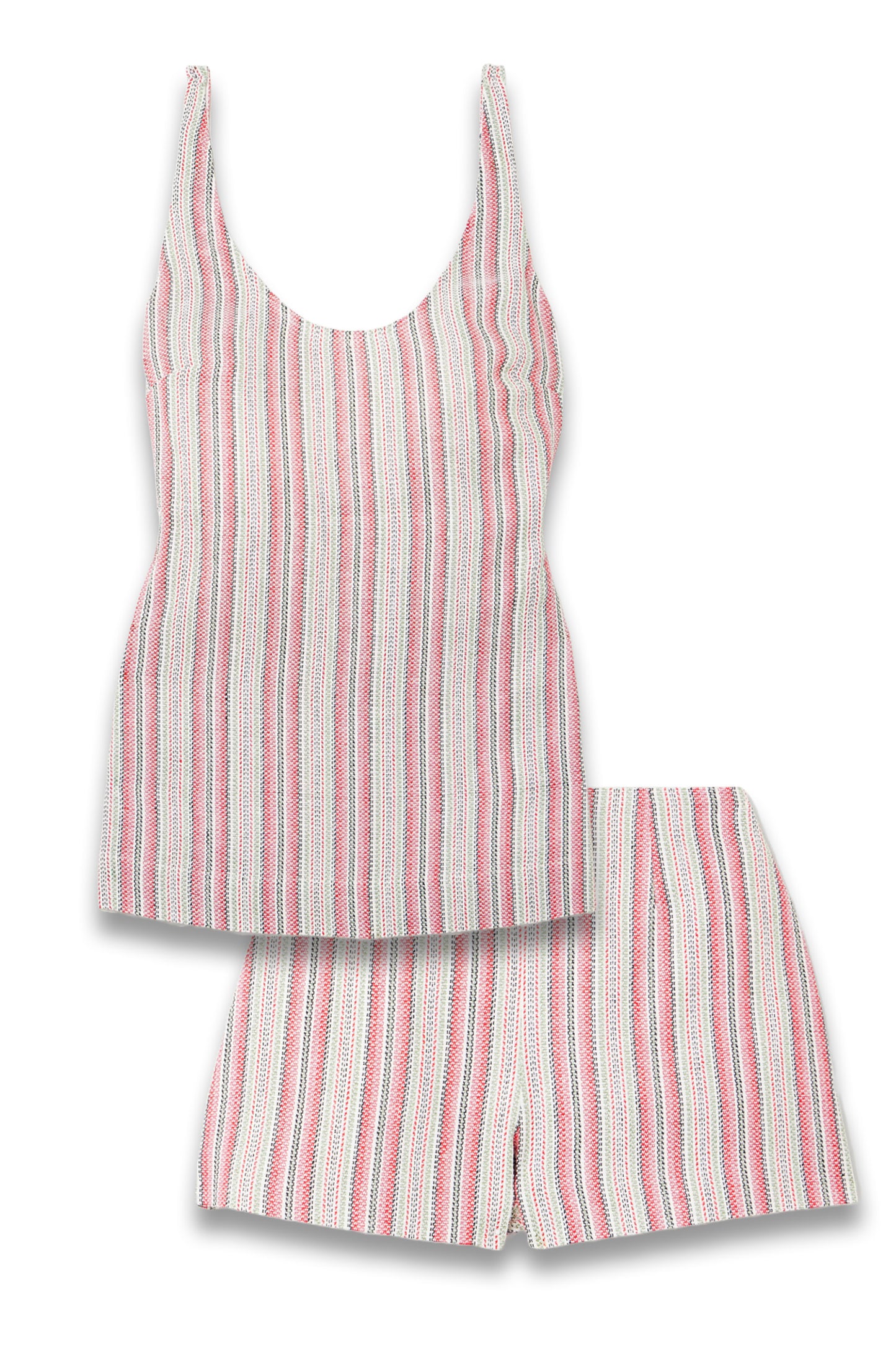 Var Open-Back Striped Linen And Cotton-Blend Tank & Luda Shorts