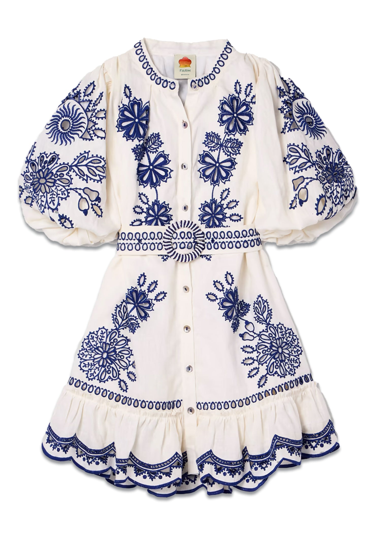 Richelieu Broderie Anglaise Linen Mini Dress