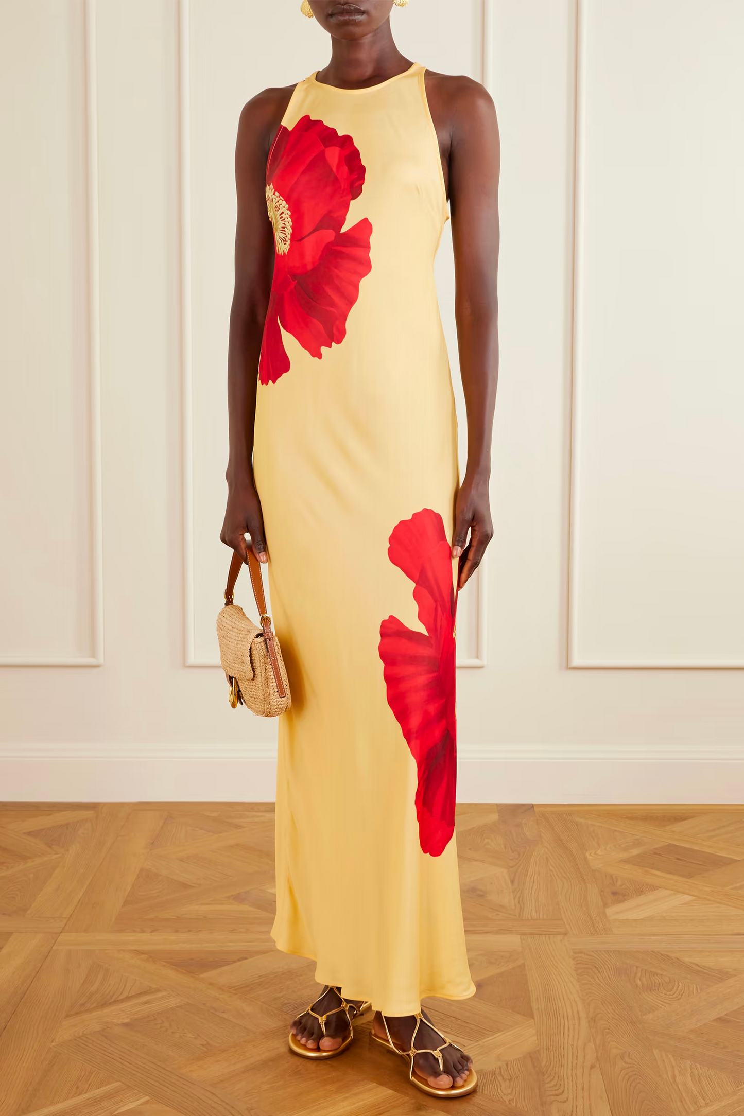 Floral-print Satin Maxi Dress