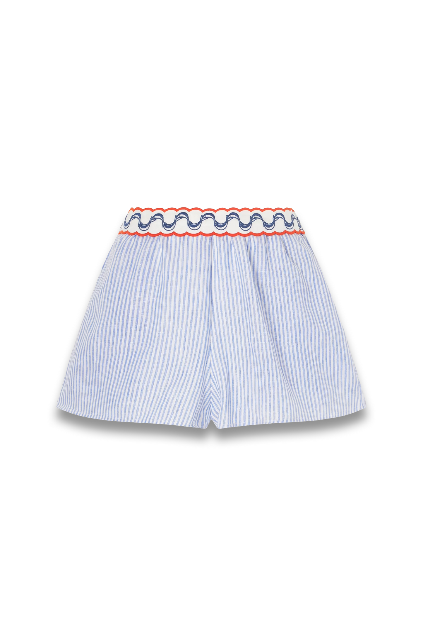 Embroidered Striped Linen Shorts