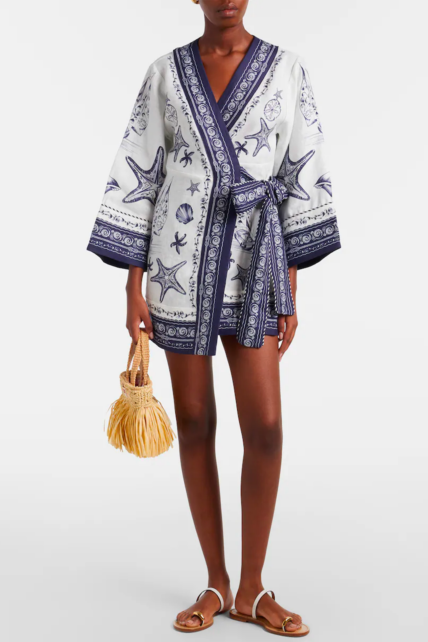 Coast Scarf Printed Linen Wrap Dress