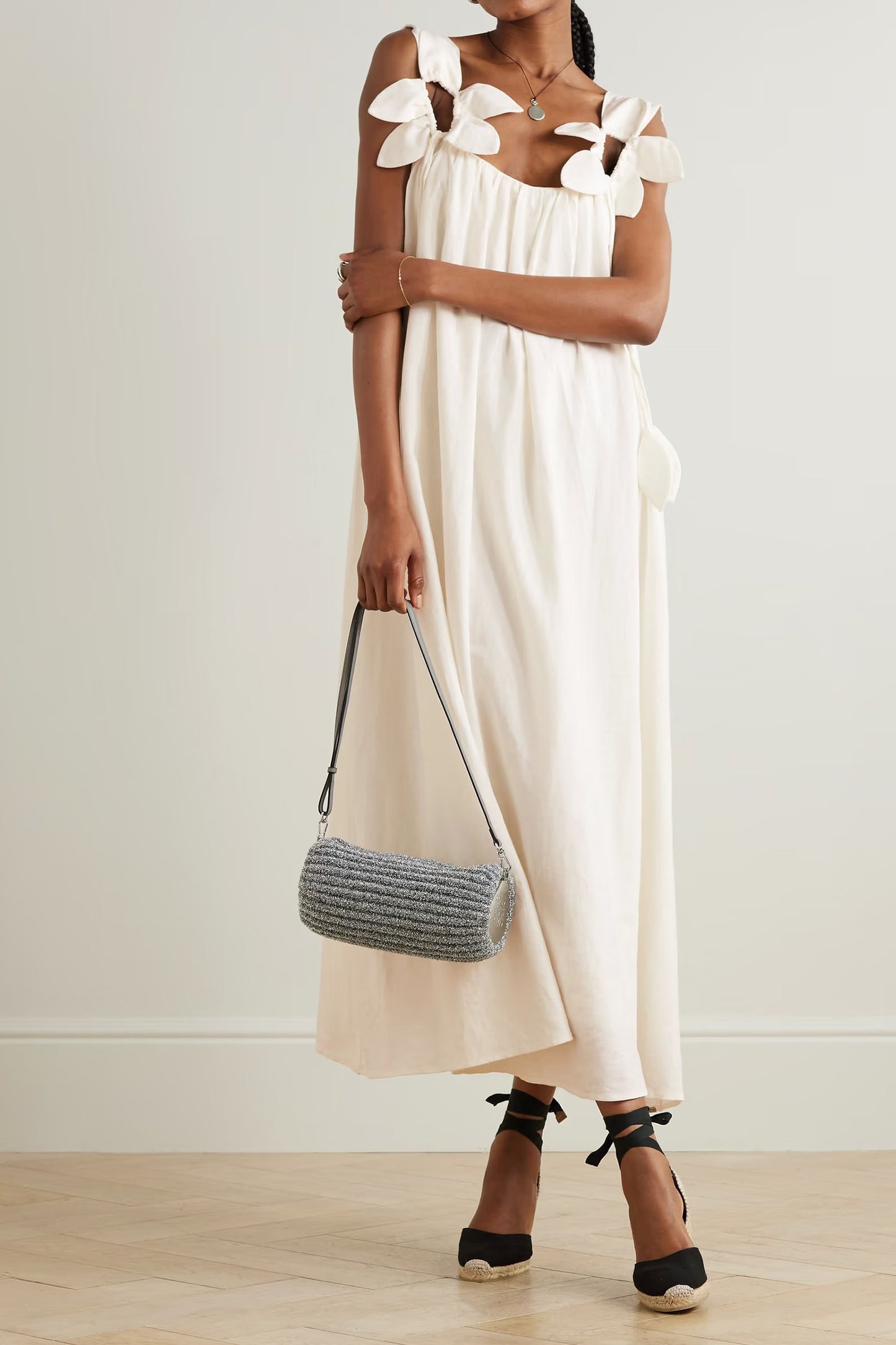 Gathered Linen-Blend Maxi Dress
