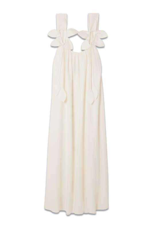 Gathered Linen-Blend Maxi Dress