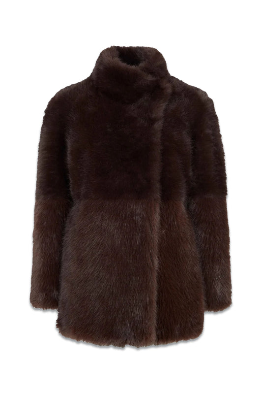 Dark Brown Faux Fur Coat