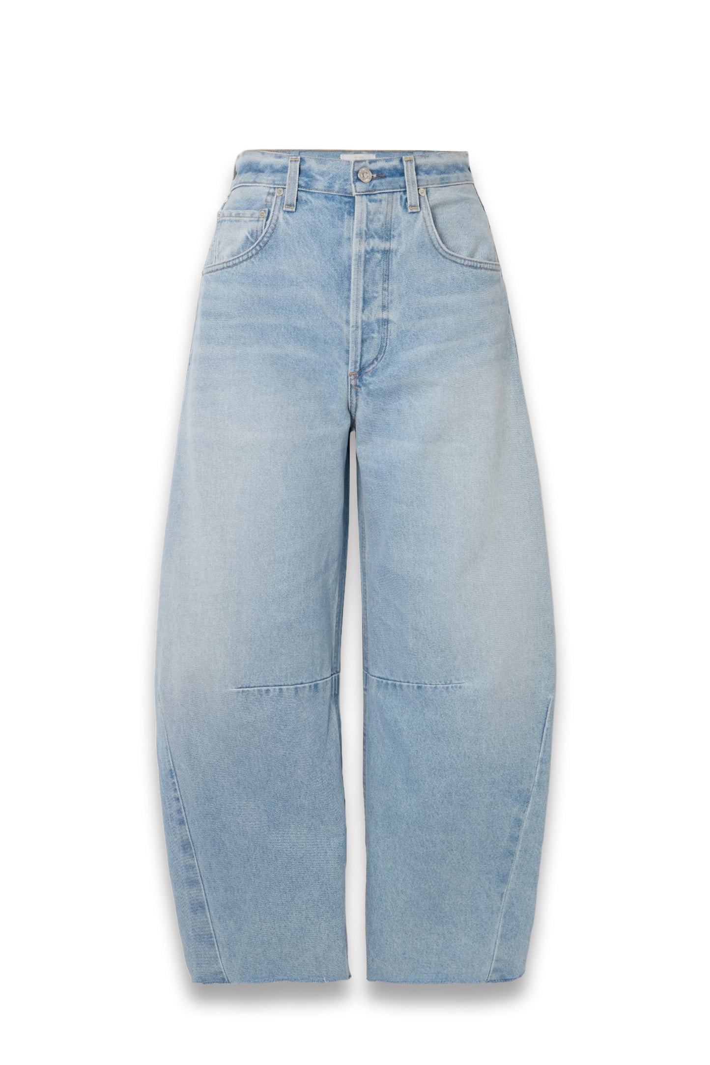 Horseshoe Frayed High-Rise Wide-Leg Jeans