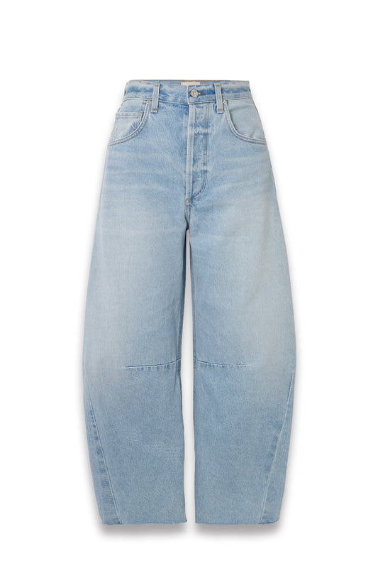 Horseshoe Frayed High-Rise Wide-Leg Jeans