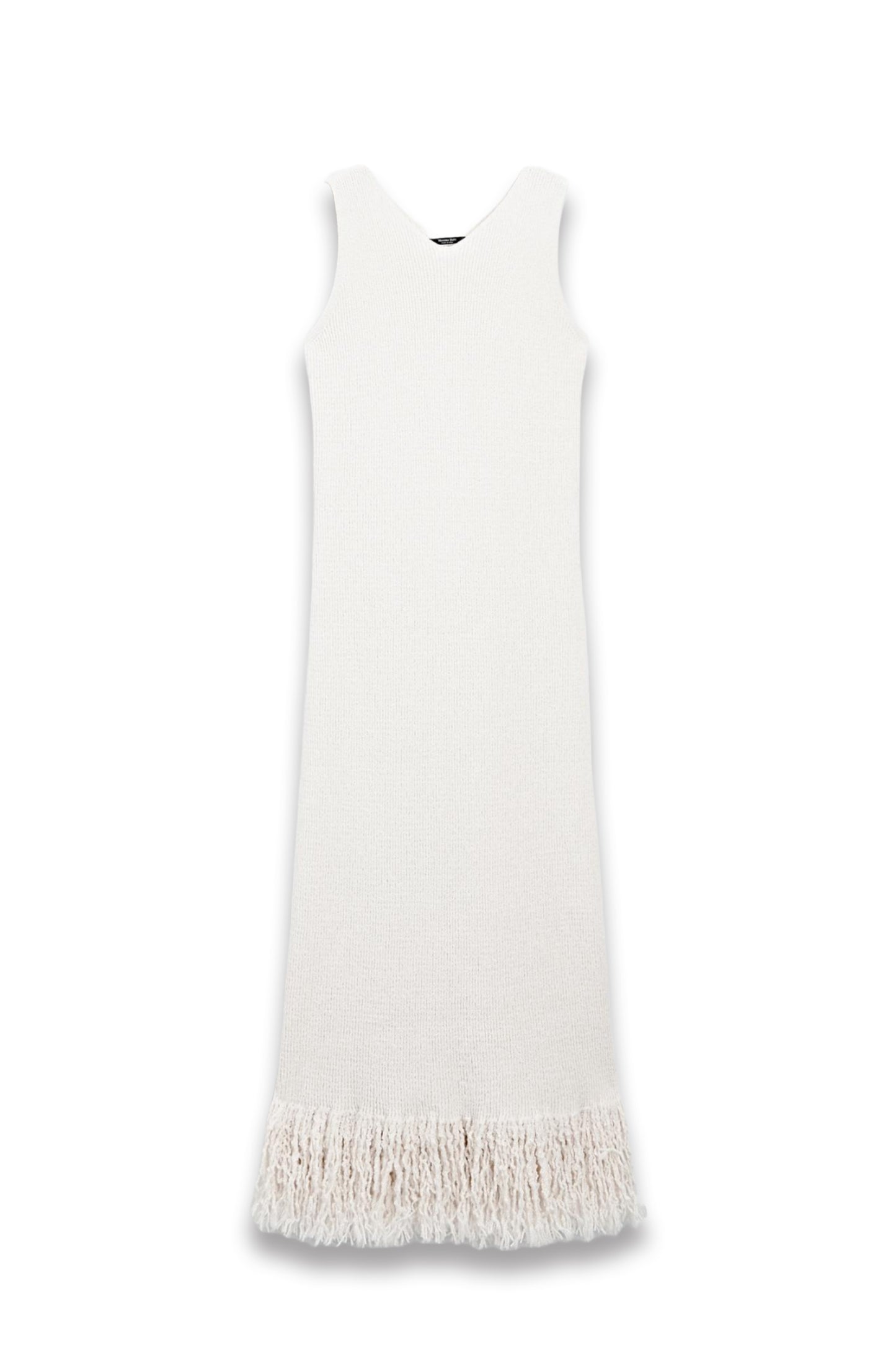 Knit Dress with Fringed Hem