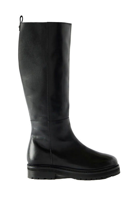 Black Leather Knee High Boots