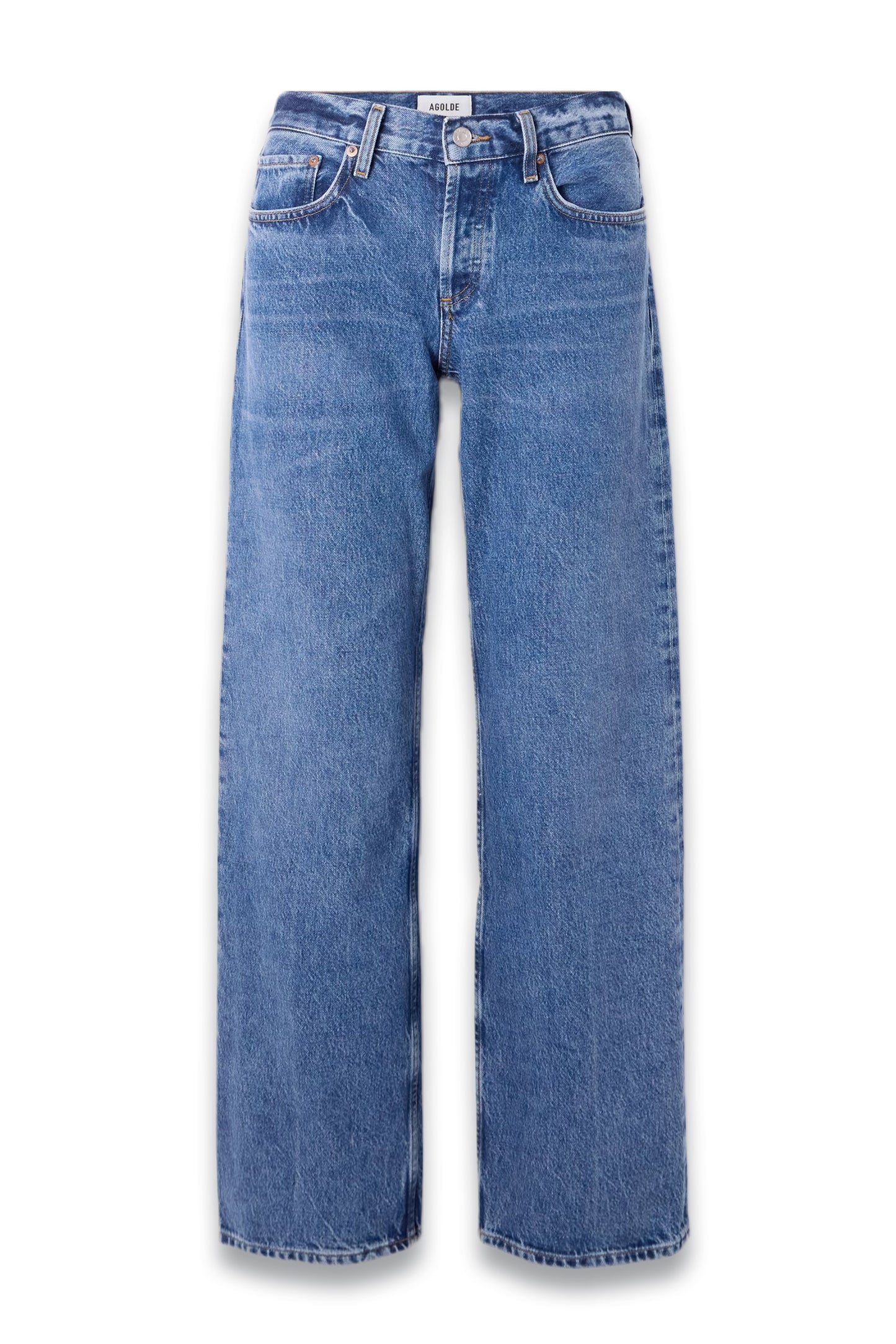 Low-Rise Loose Distressed Straight-Leg Jeans