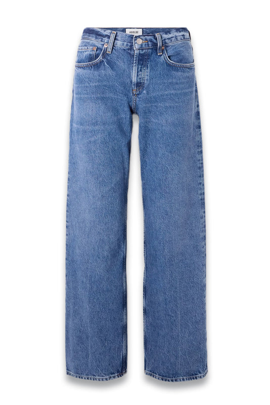 Low-Rise Loose Distressed Straight-Leg Jeans