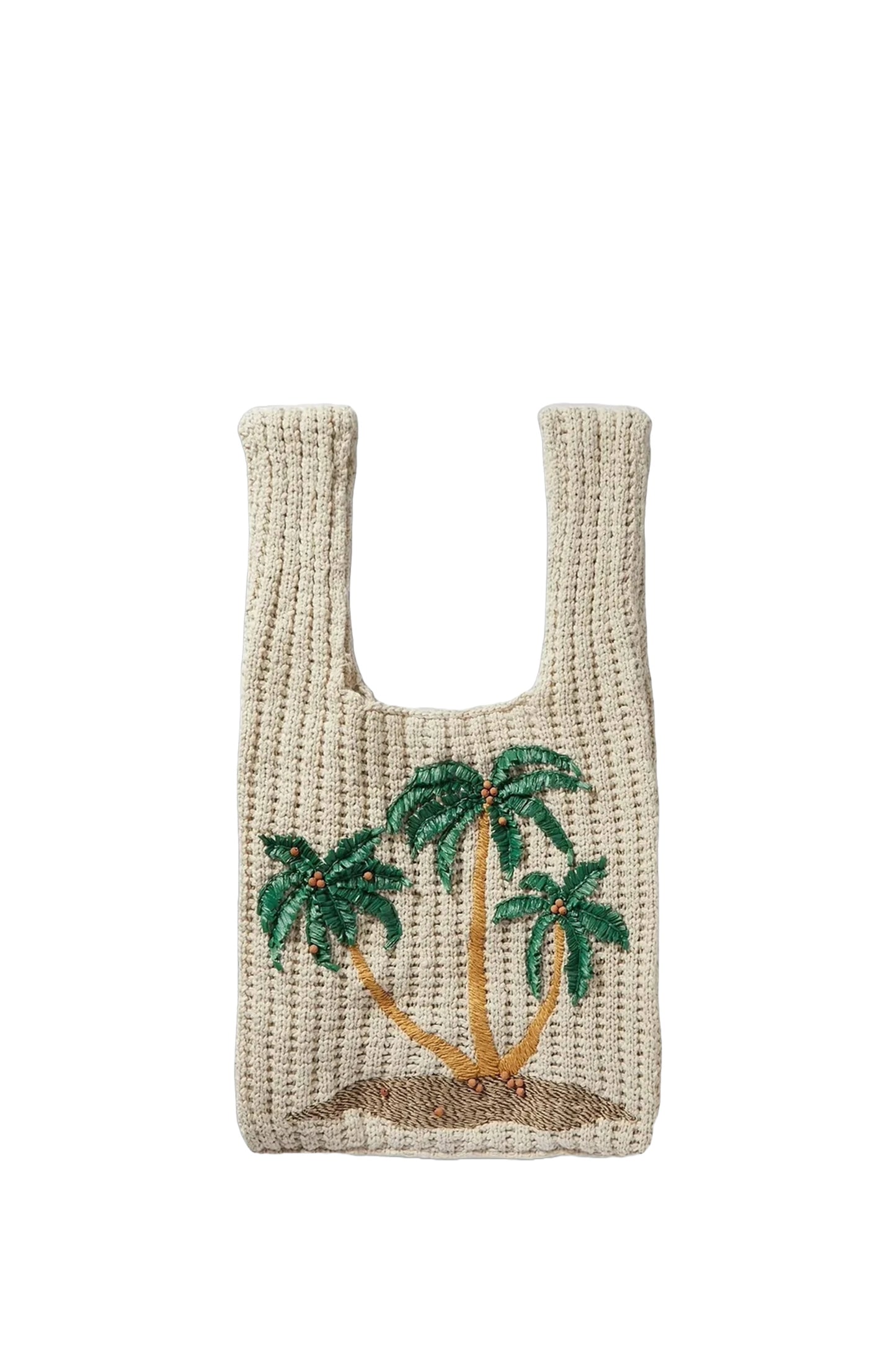 White Sand Island Embroidered Crocheted Cotton and Linen-blend Tote