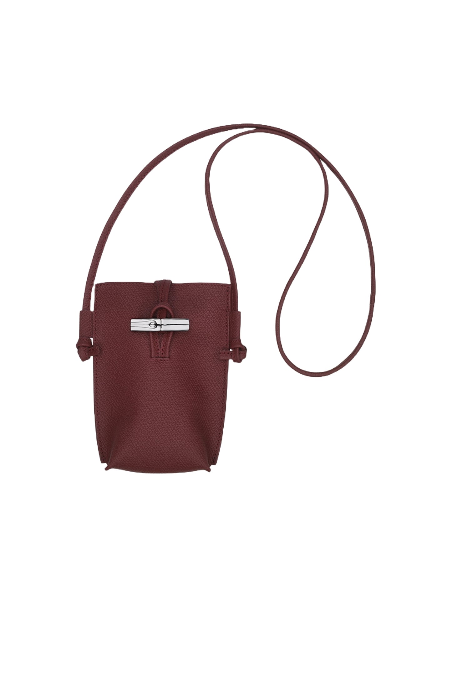 Longchamp Roseau Leather Phone Pouch Bag, Plum