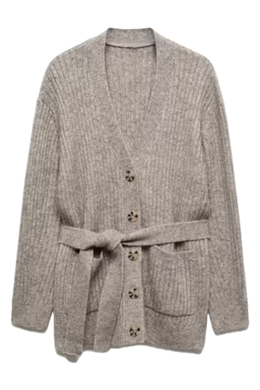 Buttoned ribbed cardigan