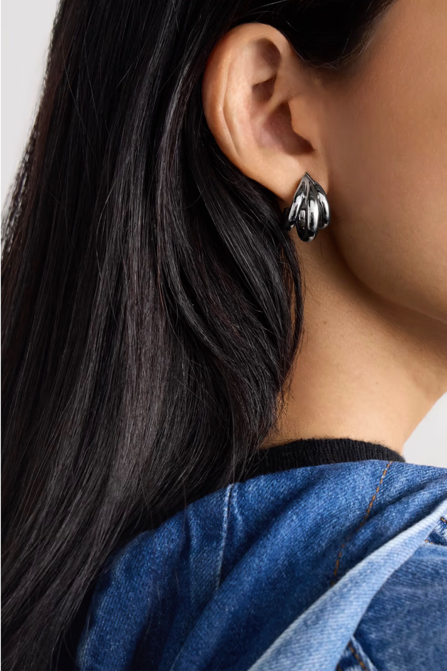 Micro Triple Lilly Silver Hoop Earrings