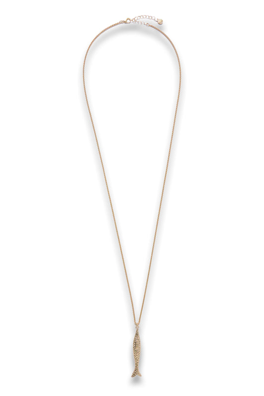 Gold Tone Fish Pendant Necklace