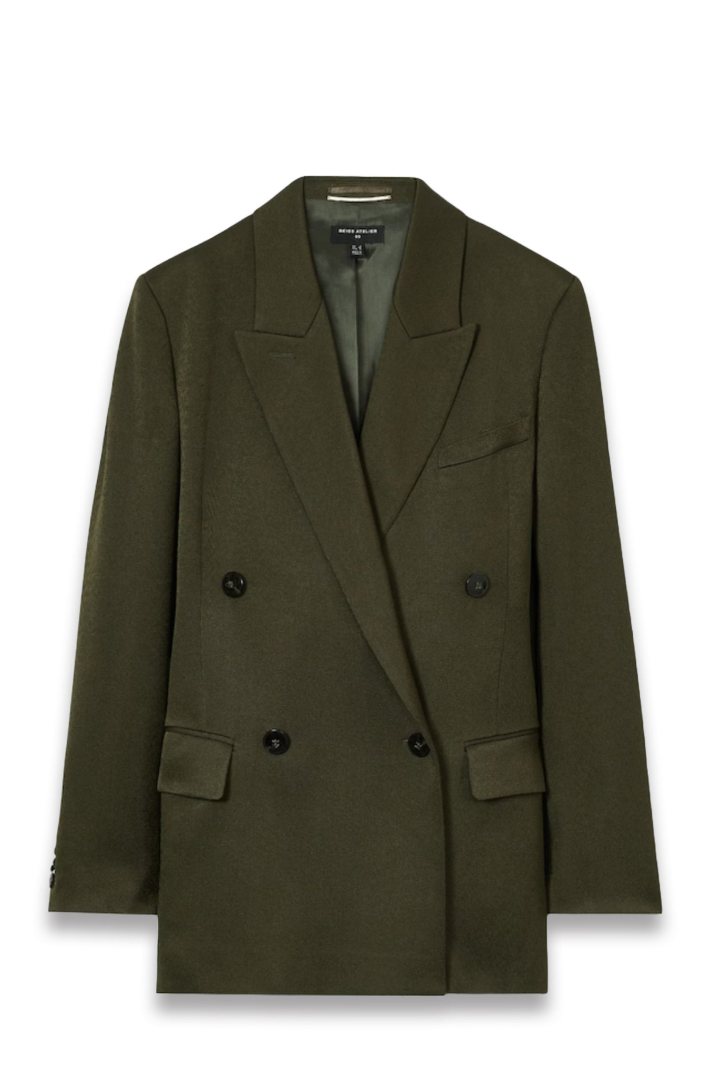 Atelier Double-Breasted Crepe Suit Jacket in Green