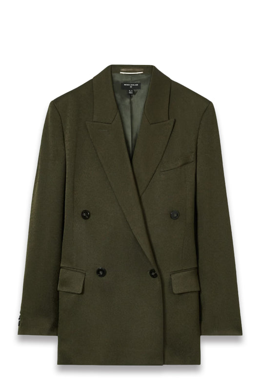 Atelier Double-Breasted Crepe Suit Jacket in Green