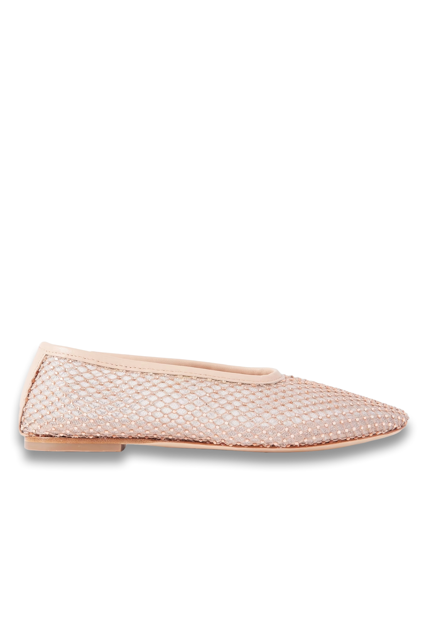 Alba Leather-Trimmed Crystal-Embellished Mesh Ballet Flats