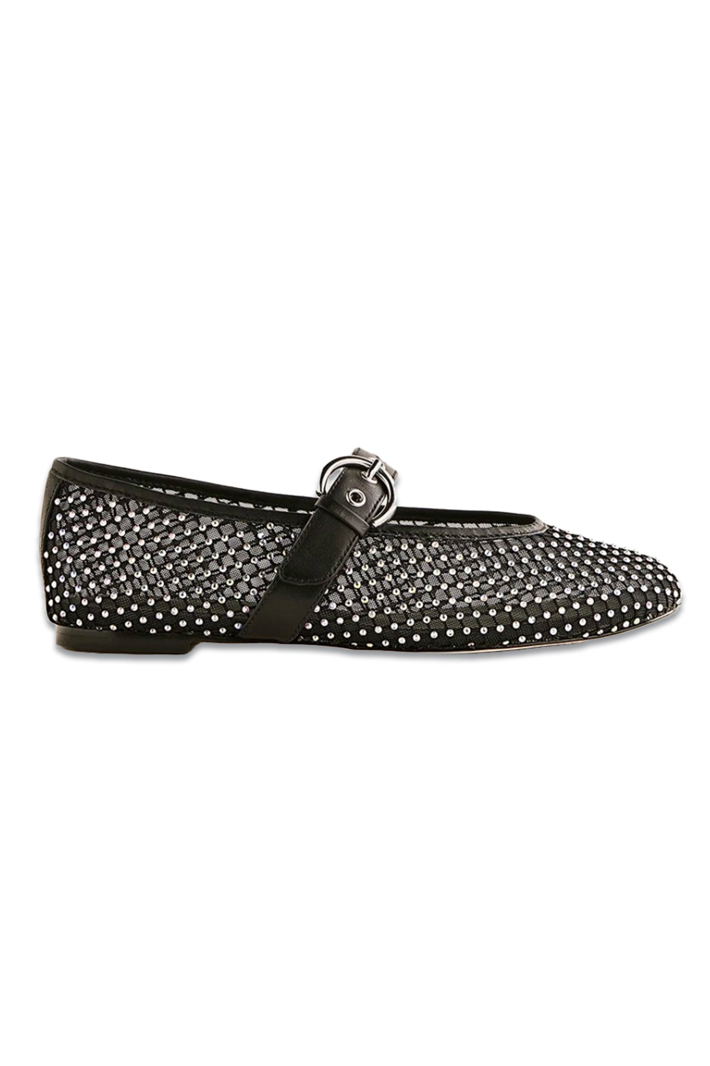 Bethany Ballet Flat Black Rhinestone Mesh