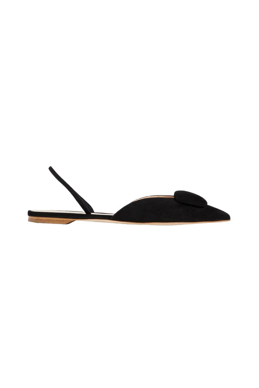 Sabine Embellished Suede Slingback Point-toe Flats