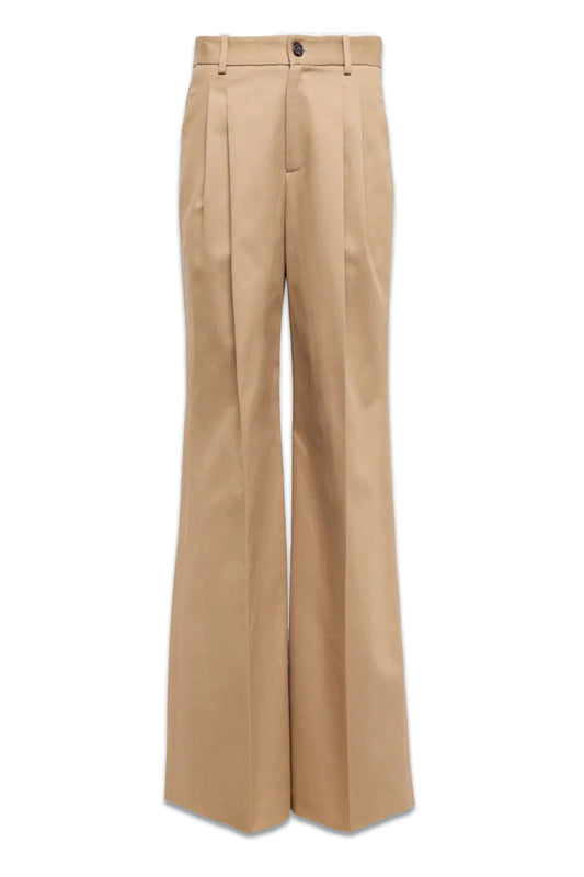 Flavie Brushed Cotton-Blend Wide-Leg Trousers