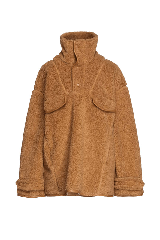 Falon Faux Leather-trimmed Fleece Jacket