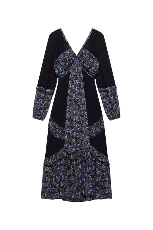 Black Floral Print Maxi Dress